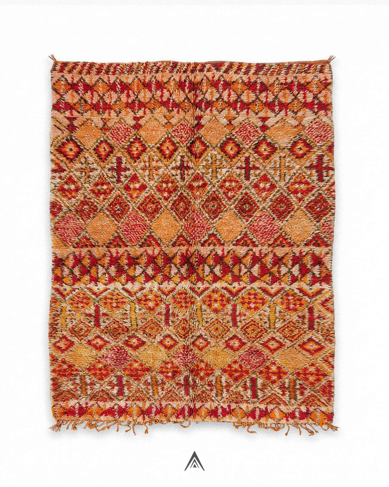 Antique-Geometric-Carpet-6_5x12_8-ft-200x390-cm-Berber-Handicraft-Vintage.jpg Antique Geometric Carpet 6.5x12.8 ft — 200x390 cm - Image 1